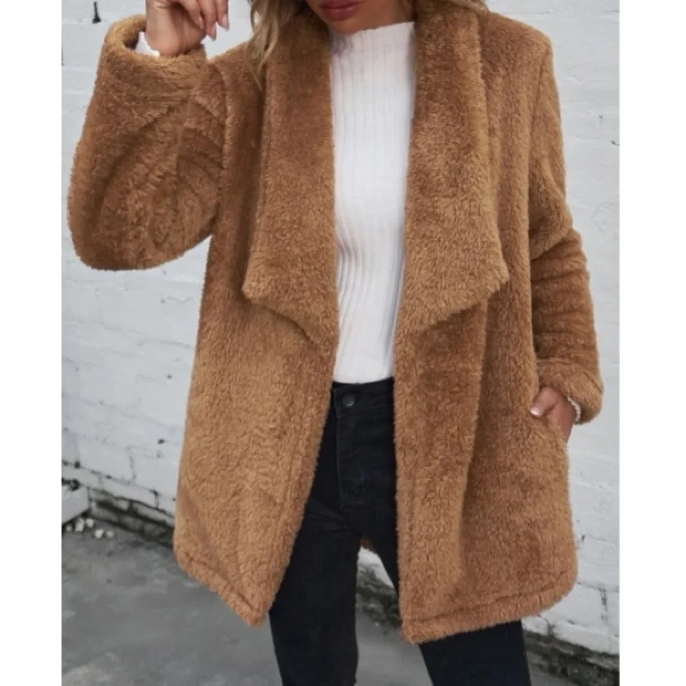Cozy open front teddy coat